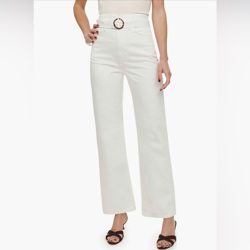 Reformation Wilder Belted High Waist Wide Leg Organic Cotton Jeans
